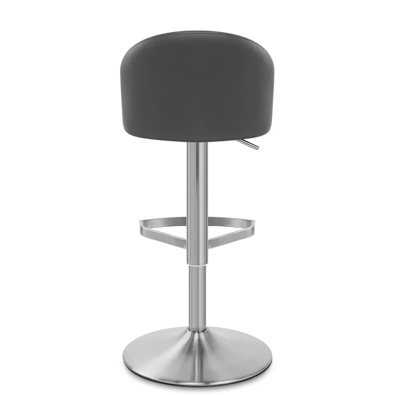 Chaise de Bar Cuir Chrome Brossé - Mimi Gris