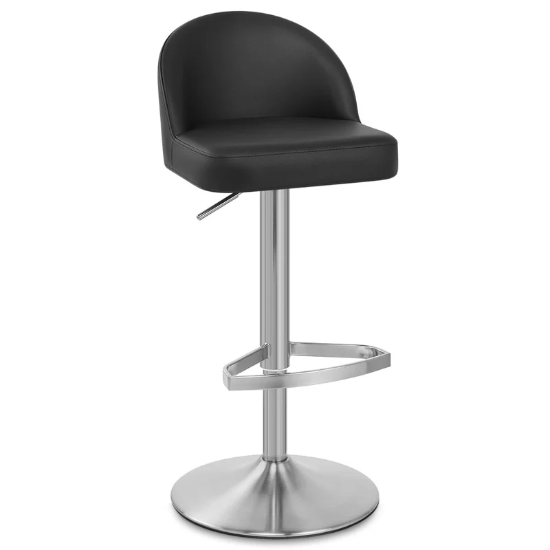 Chaise de Bar Cuir Chrome Brossé - Mimi Noir