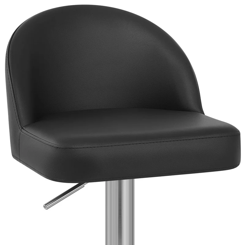Chaise de Bar Cuir Chrome Brossé - Mimi Noir