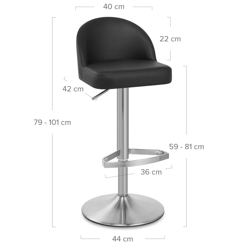 Chaise de Bar Cuir Chrome Brossé - Mimi Noir