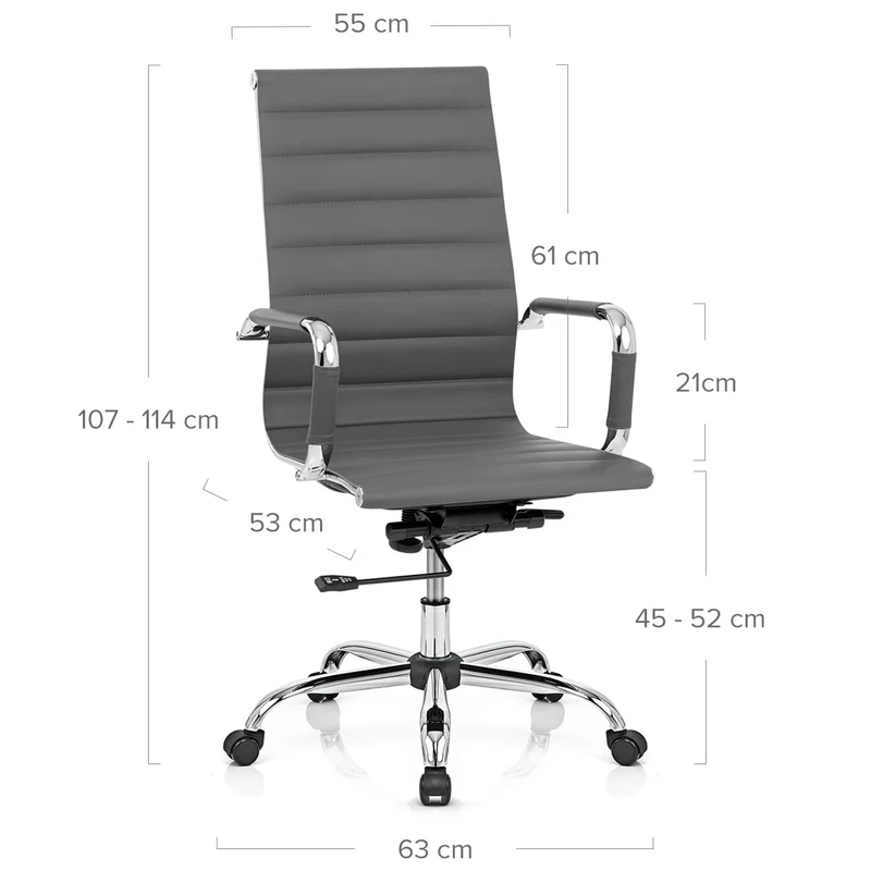 Chaise de Bureau Faux Cuir - Métro Gris