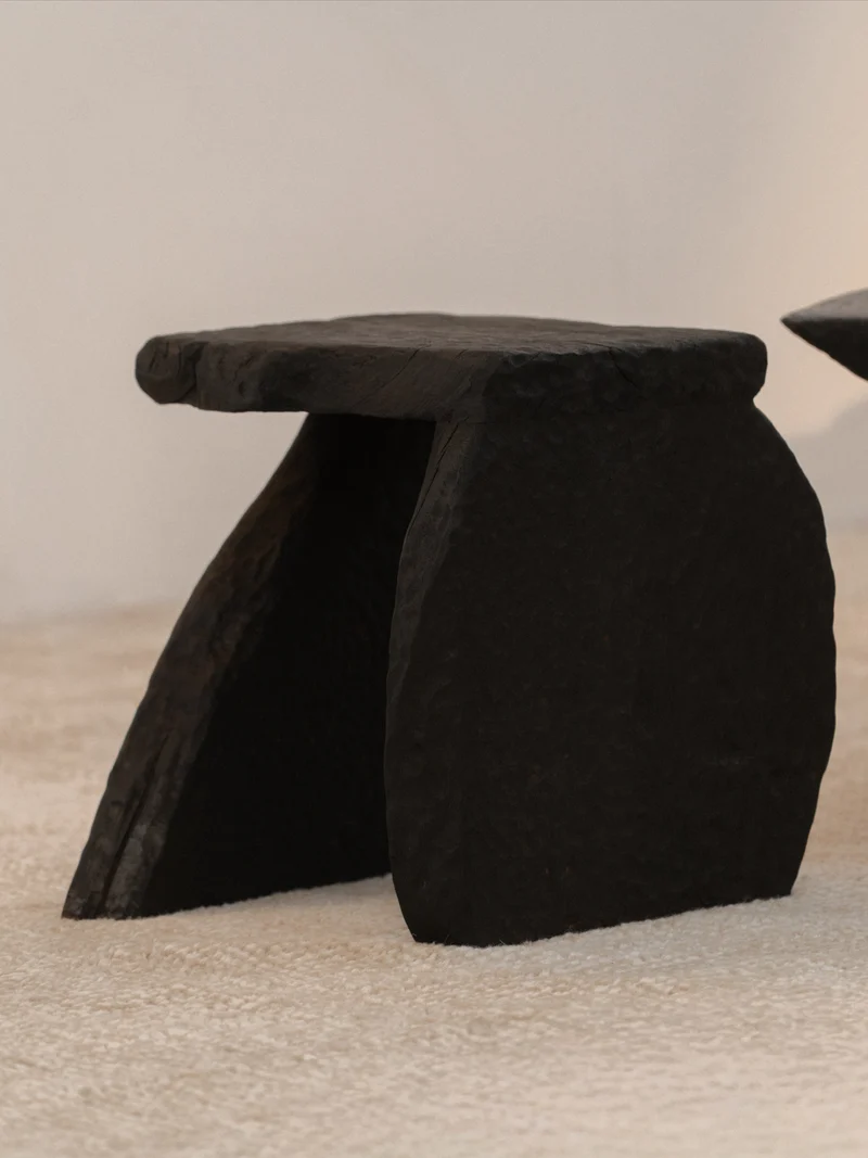 Massif Carved Stool in Eucalyptus Wood