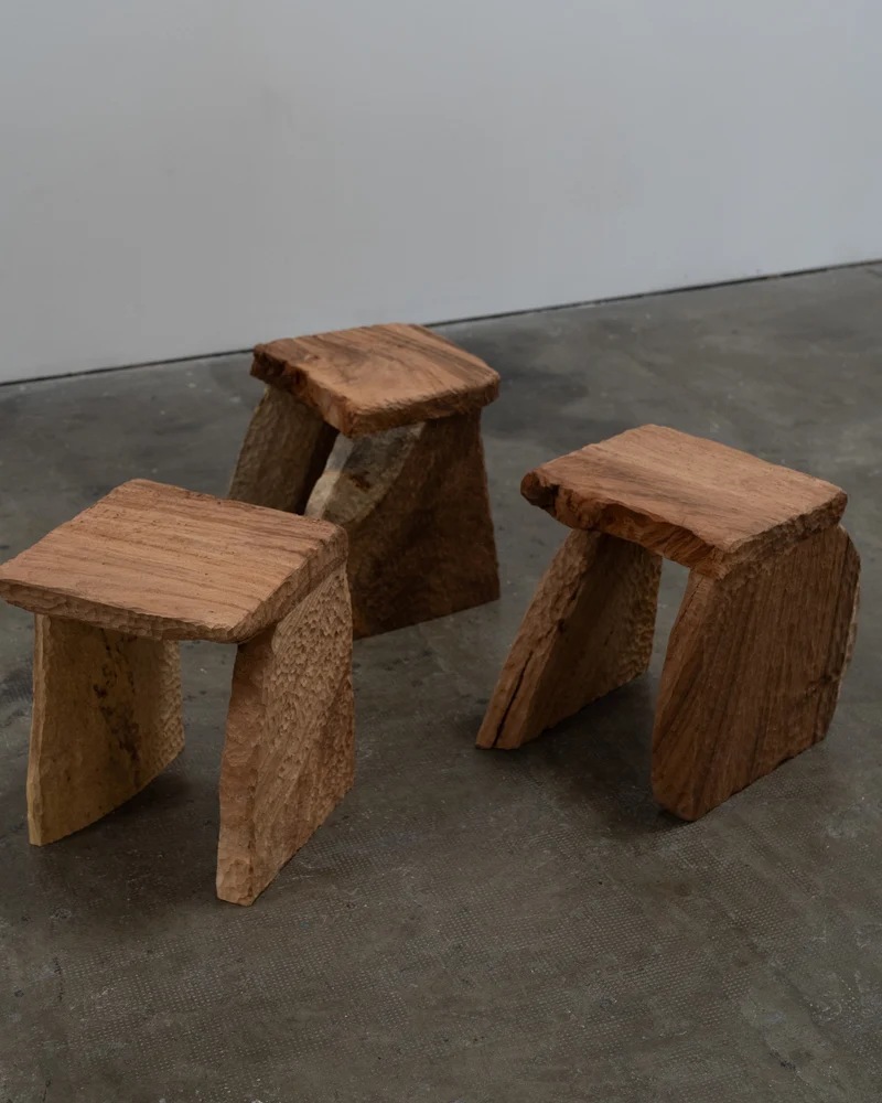 Massif Carved Stool in Eucalyptus Wood