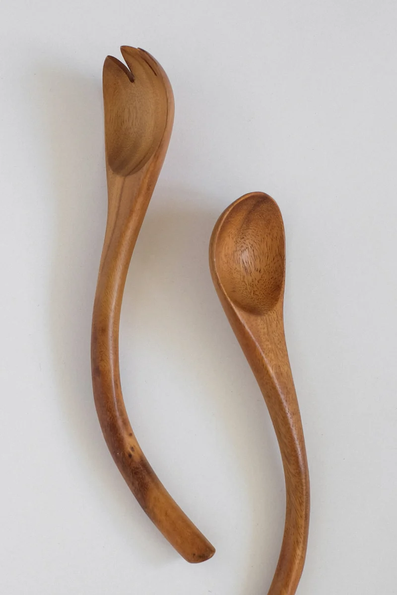 Handcrafted Wooden Salad Server Set