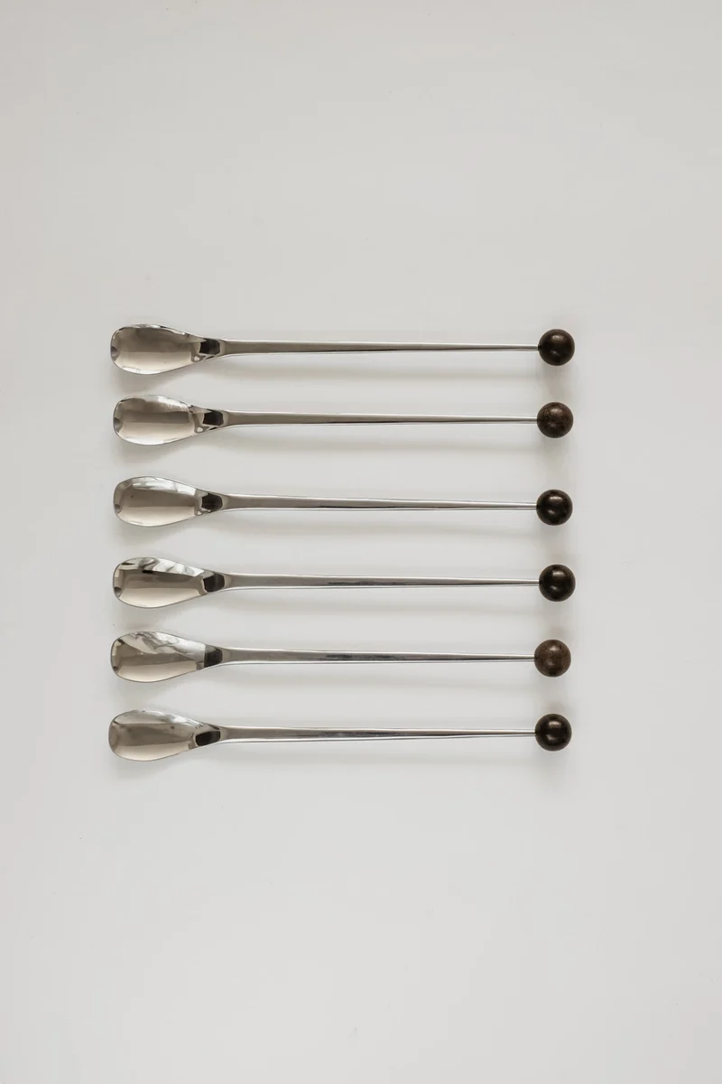 Set of 6 Teak Ball Spoons