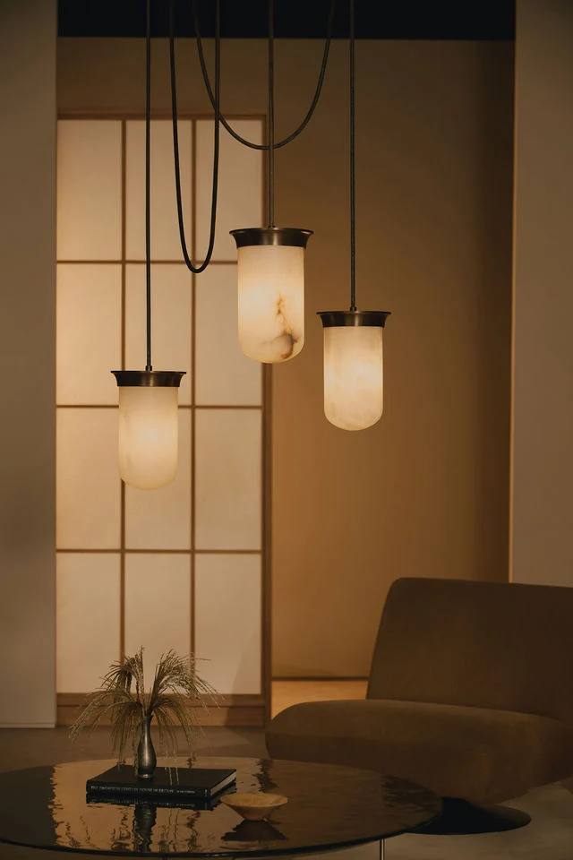 Alabaster Lanterns - Yukimi Triple Pendant Light