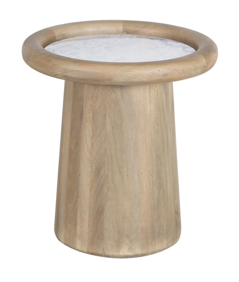 Table d'appoint plateau marbre | Manguier Hurmon