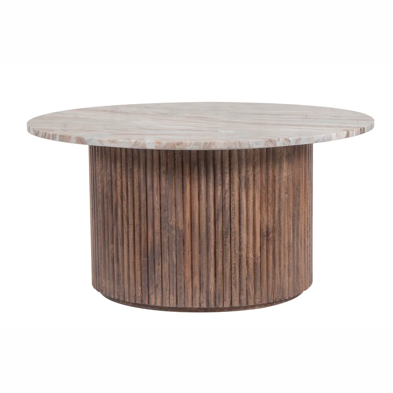 Table basse ronde plateau marbre | Manguier Kfir III