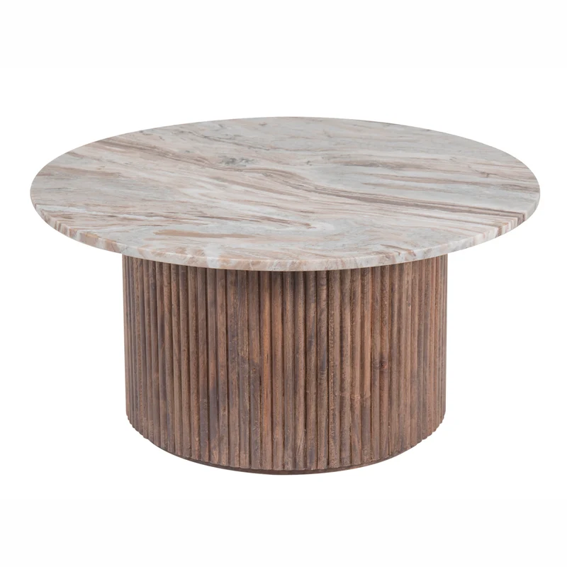 Table basse ronde plateau marbre | Manguier Kfir III