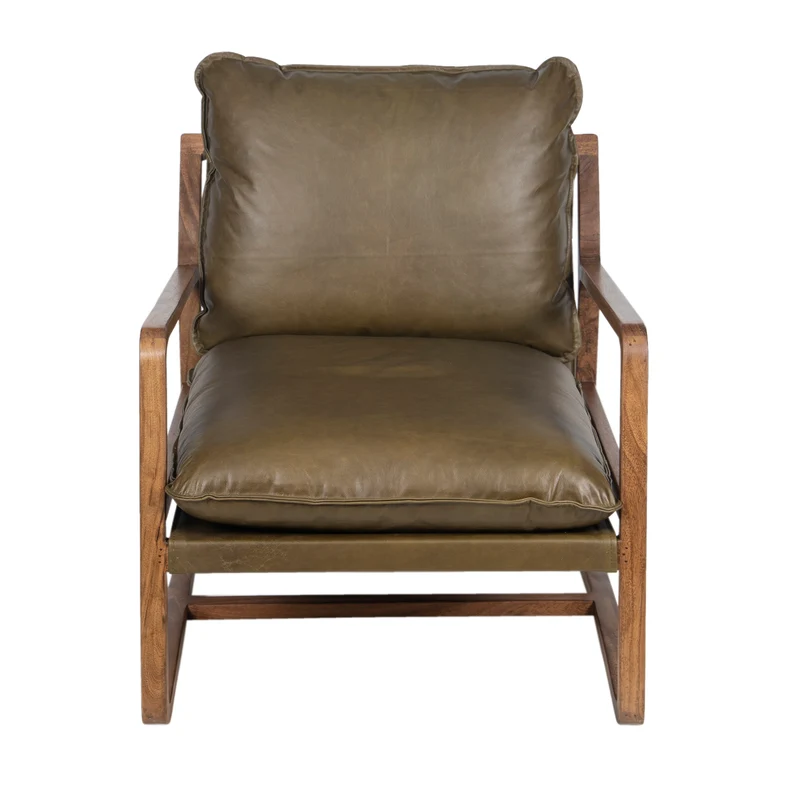 Fauteuil Cuir vert Olive | Lucca