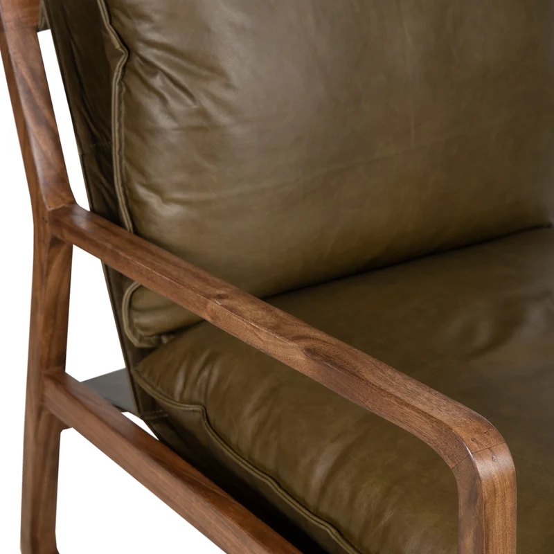 Fauteuil Cuir vert Olive | Lucca