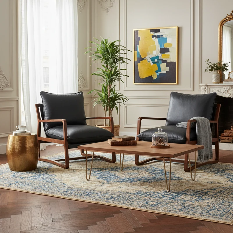 Fauteuil Cuir Noir | Lucca