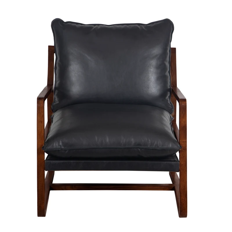 Fauteuil Cuir Noir | Lucca