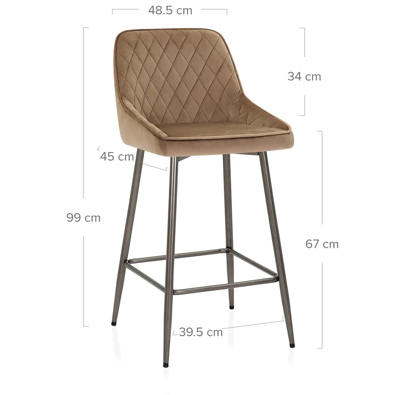 Tabouret de Bar Velours - Brisbane Marron