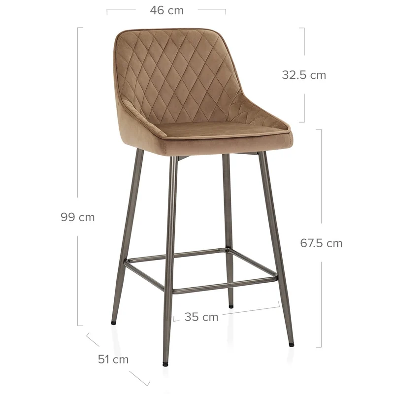Tabouret de Bar Velours - Brisbane Marron