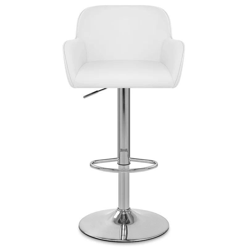 Chaise de Bar Chrome Brossé Faux Cuir - Berlin Blanc