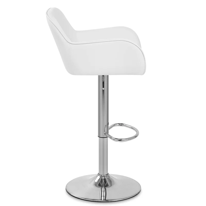 Chaise de Bar Chrome Brossé Faux Cuir - Berlin Blanc