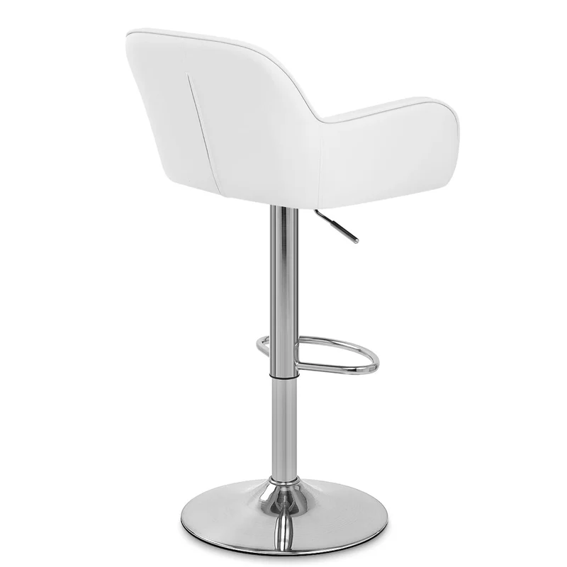 Chaise de Bar Chrome Brossé Faux Cuir - Berlin Blanc