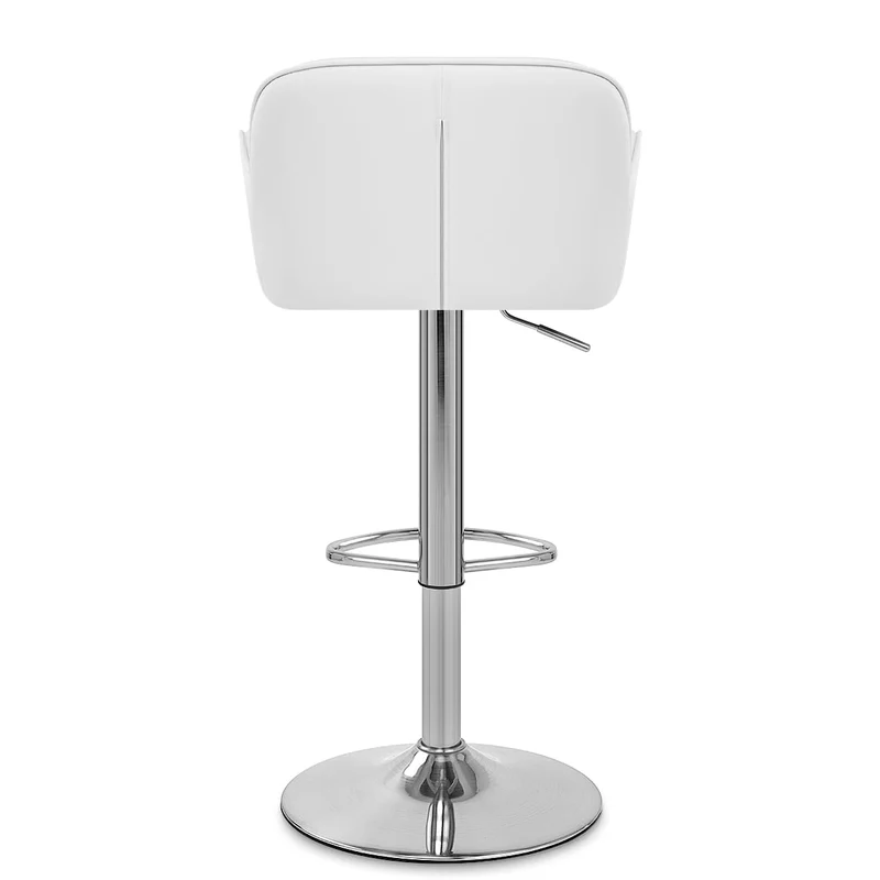 Chaise de Bar Chrome Brossé Faux Cuir - Berlin Blanc