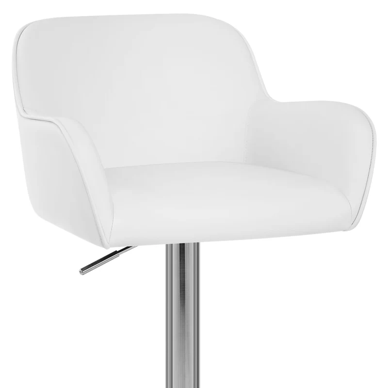 Chaise de Bar Chrome Brossé Faux Cuir - Berlin Blanc