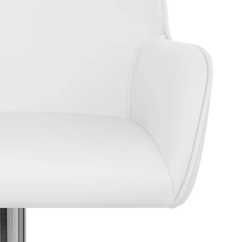 Chaise de Bar Chrome Brossé Faux Cuir - Berlin Blanc