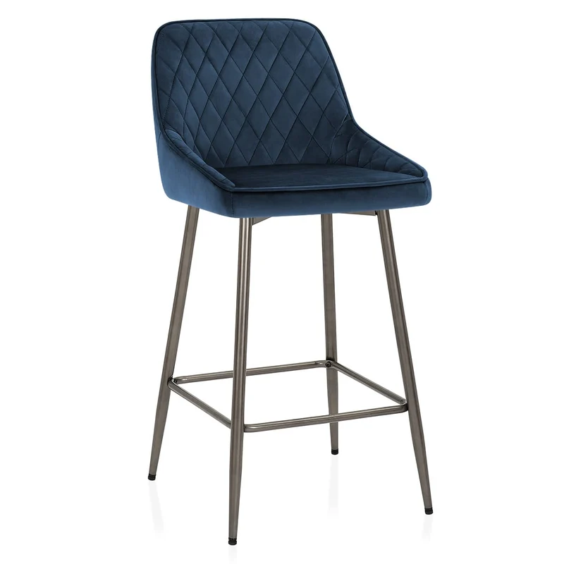 Tabouret de Bar Velours - Brisbane Bleu