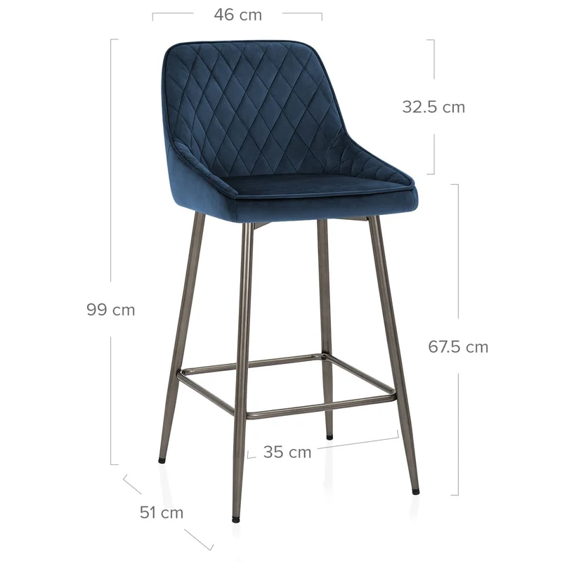Tabouret de Bar Velours - Brisbane Bleu