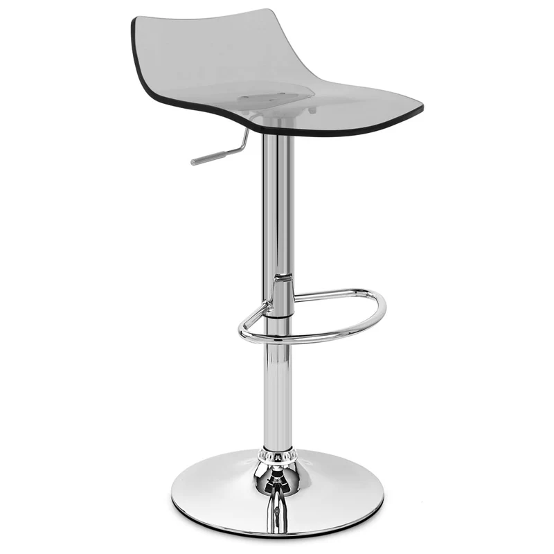 Chaise de Bar Acrylique Chrome - Crystal Gris
