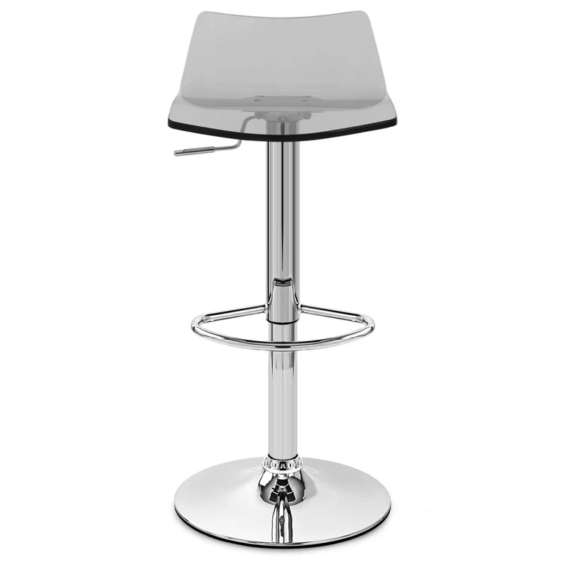 Chaise de Bar Acrylique Chrome - Crystal Gris