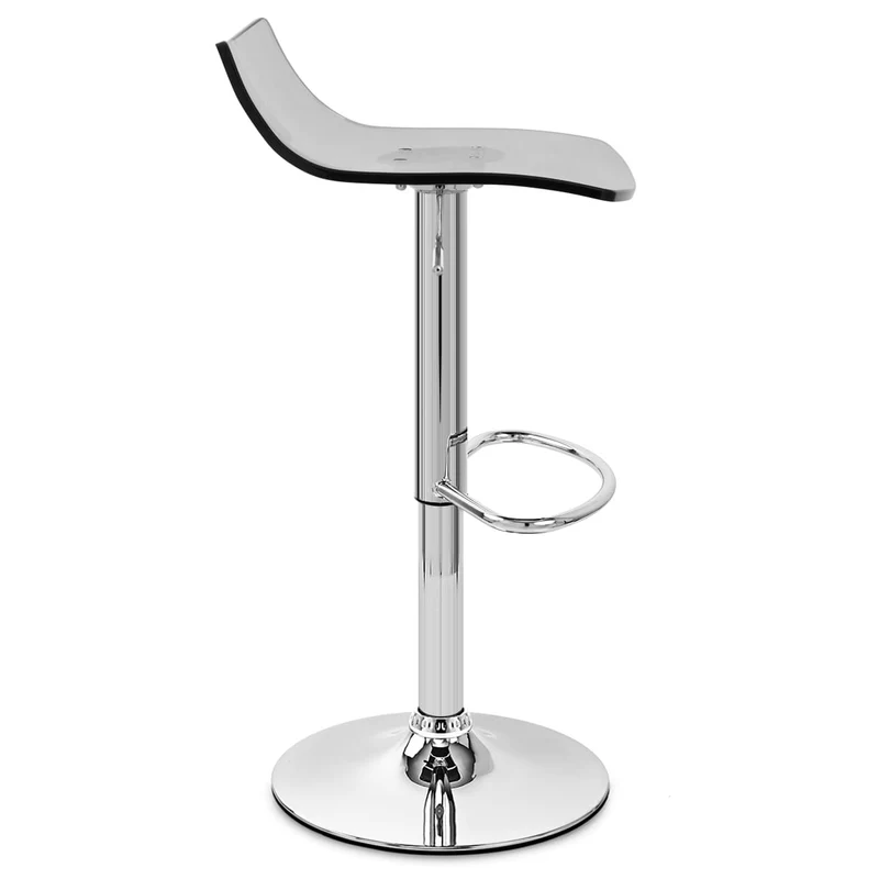 Chaise de Bar Acrylique Chrome - Crystal Gris