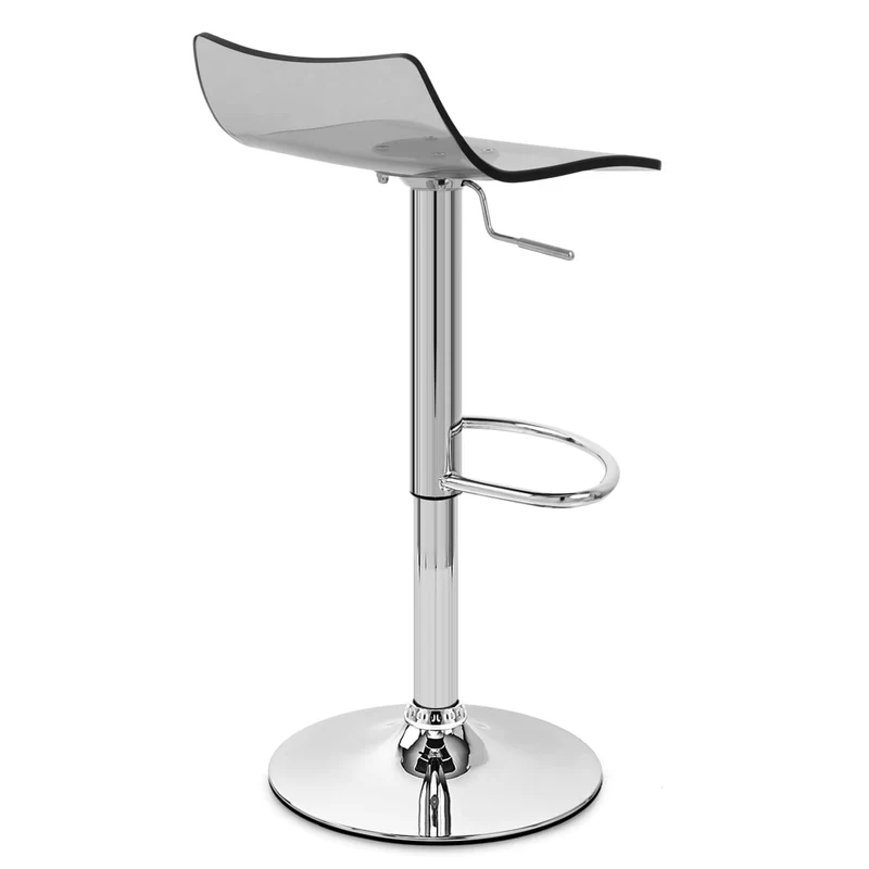 Chaise de Bar Acrylique Chrome - Crystal Gris