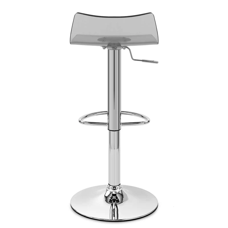 Chaise de Bar Acrylique Chrome - Crystal Gris