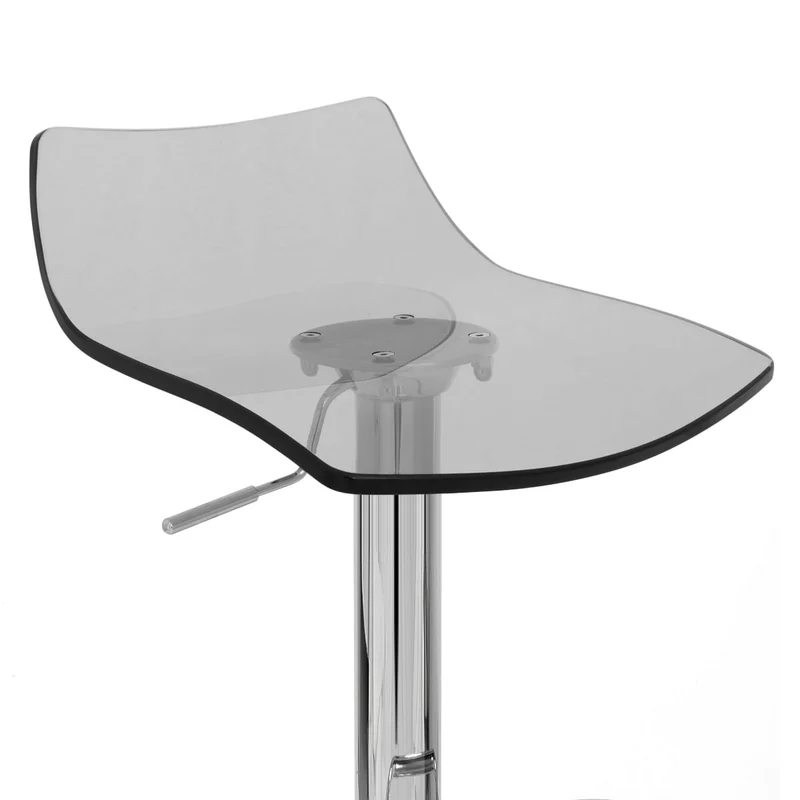 Chaise de Bar Acrylique Chrome - Crystal Gris