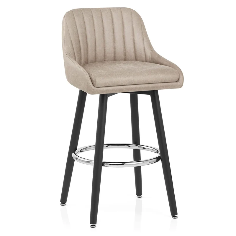 Chaise de Bar Bois Faux Cuir Antique - Hamilton Taupe