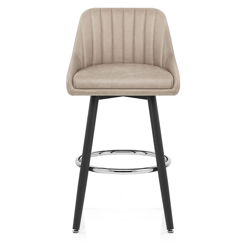 Chaise de Bar Bois Faux Cuir Antique - Hamilton Taupe