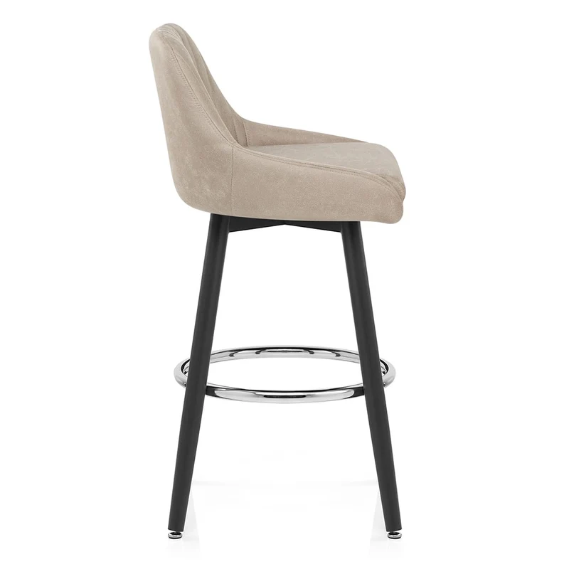 Chaise de Bar Bois Faux Cuir Antique - Hamilton Taupe