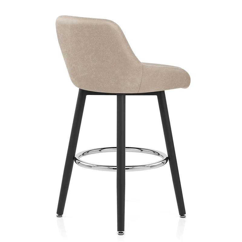 Chaise de Bar Bois Faux Cuir Antique - Hamilton Taupe
