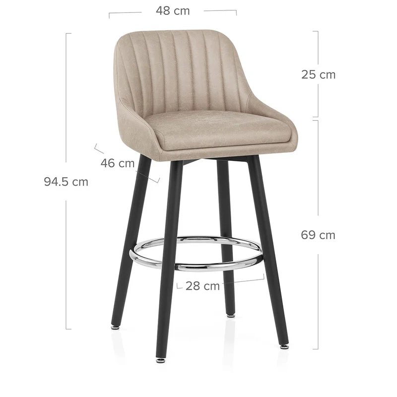Chaise de Bar Bois Faux Cuir Antique - Hamilton Taupe