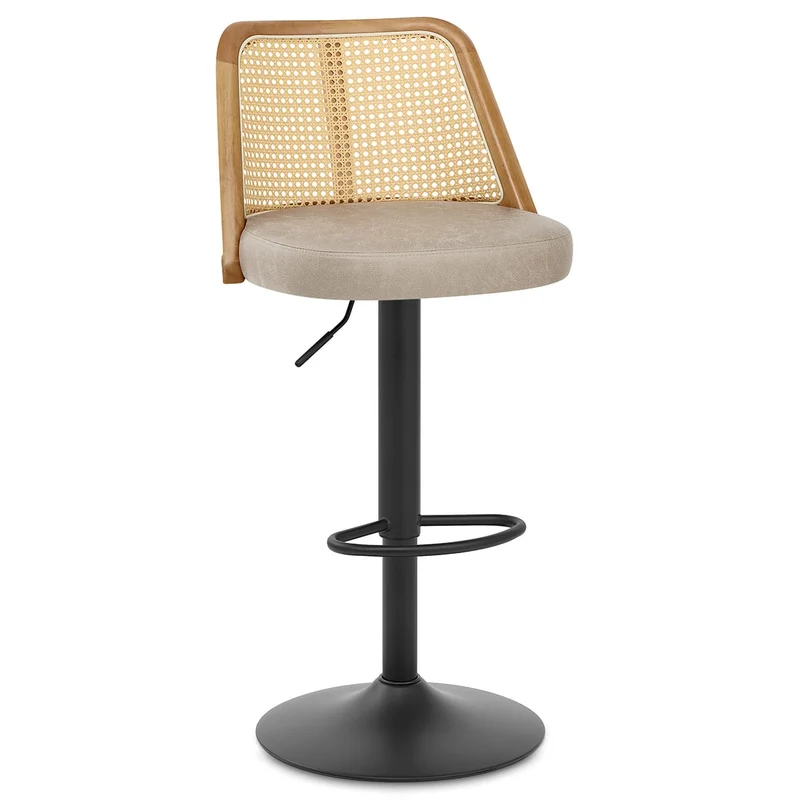 Tabouret de Bar Faux Cuir - Drew Taupe