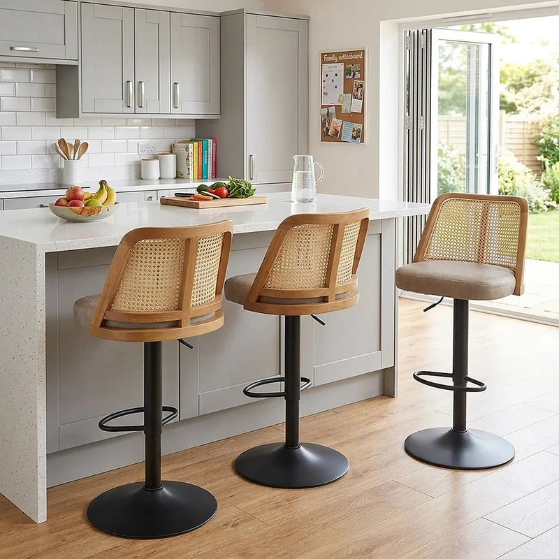 Tabouret de Bar Faux Cuir - Drew Taupe