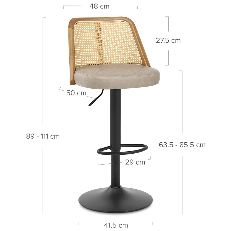 Tabouret de Bar Faux Cuir - Drew Taupe