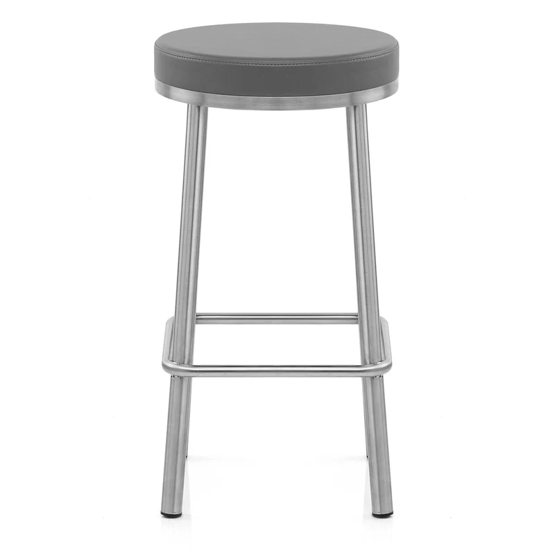 Tabouret Faux Cuir Chrome Brossé - Vision Gris