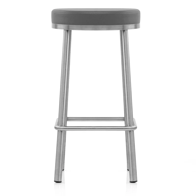 Tabouret Faux Cuir Chrome Brossé - Vision Gris