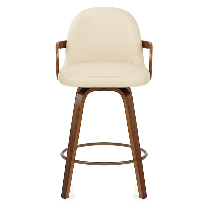 Tabouret faux cuir bois - Franco Crème
