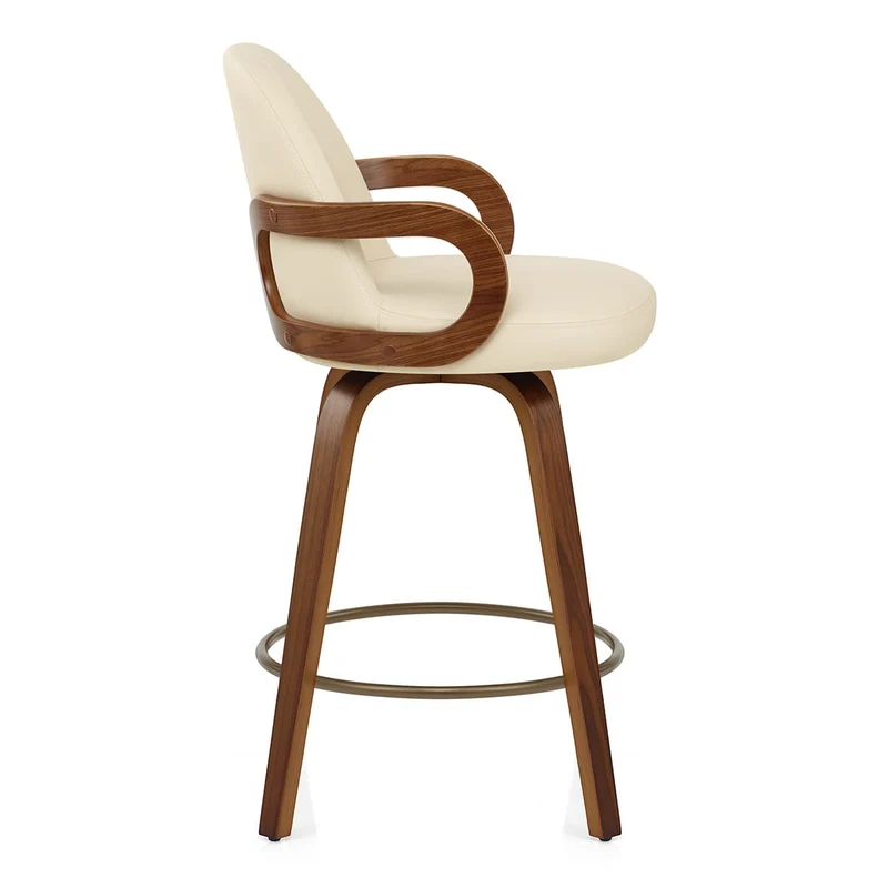 Tabouret faux cuir bois - Franco Crème