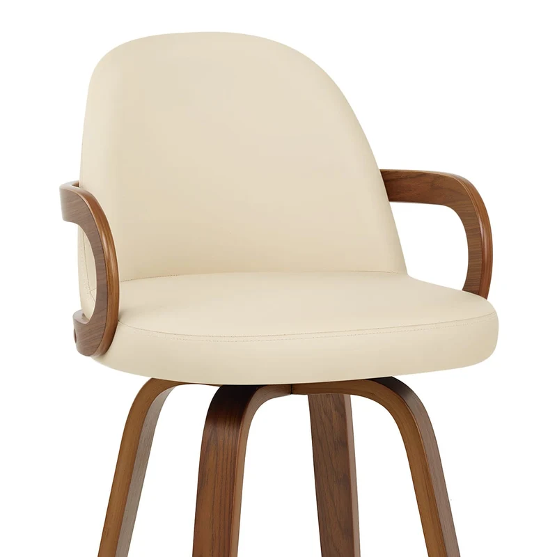 Tabouret faux cuir bois - Franco Crème