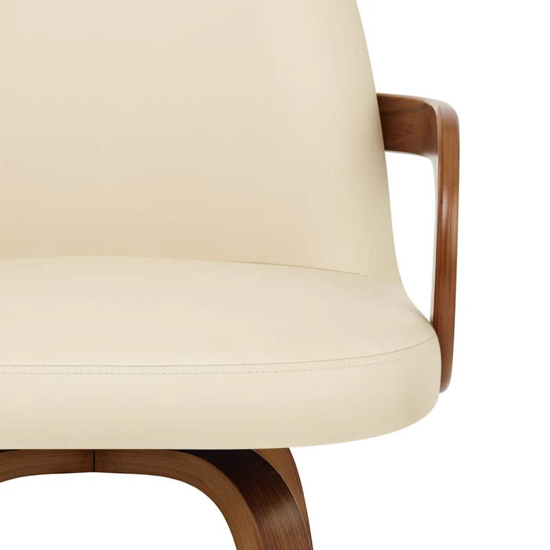 Tabouret faux cuir bois - Franco Crème