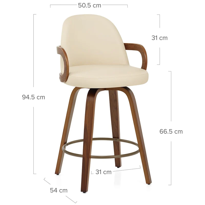 Tabouret faux cuir bois - Franco Crème