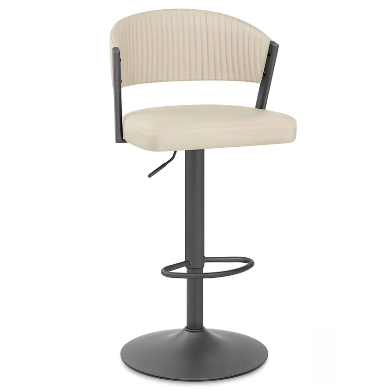 Tabouret Graphite faux cuir - Lusso Crème