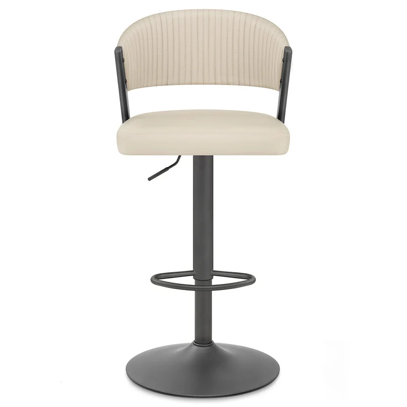 Tabouret Graphite faux cuir - Lusso Crème